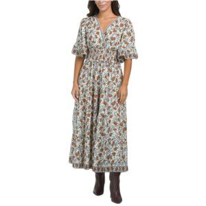 MAX STUDIO Smocked Waist Surplice Midi Dress